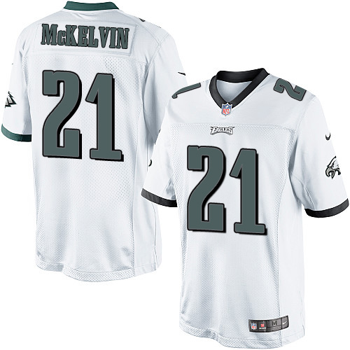 Men's Limited Leodis McKelvin Nike Jersey White Road - #21 NFL Philadelphia Eagles